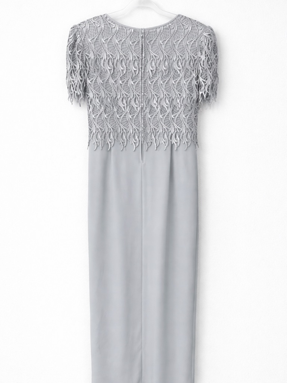 Vintage Cattiva Slate Blue Formal Gown Sz 16 Mother of the Bride Lace Dress - Picture 3 of 7